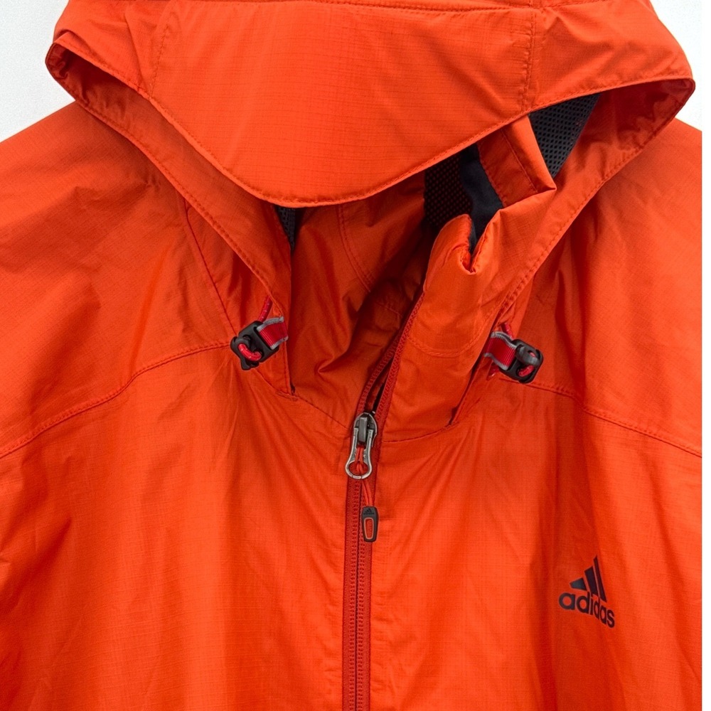 Adidas Mens Windbreaker Rain Jacket XL Orange Outdoor Hiking ClimaProof Full Zip - Picture 3 of 12